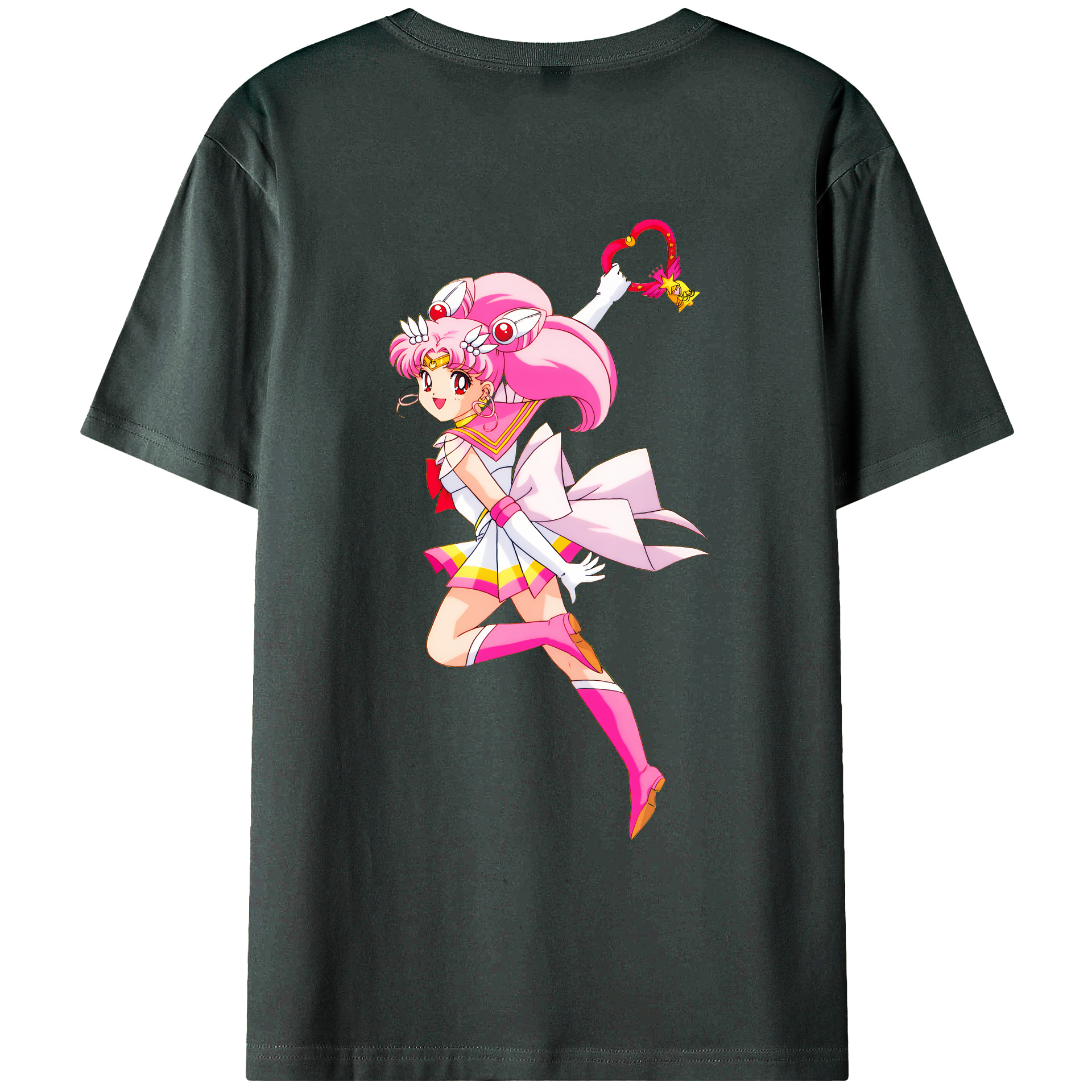（画像用） 美少女戦士セーラームーン ちびうさ Sailor Moon Chibiusa Tsukino Usagi Small Lady Serenity 綿100％ メンズ半袖Tシャツ（バックプリント） 通気性